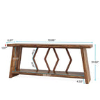 Table console à 2 niveaux extra longue de 70,86 po, table de canapé rustique avec cadre en métal