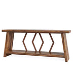 Table console à 2 niveaux extra longue de 70,86 po, table de canapé rustique avec cadre en métal