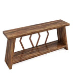 Table console à 2 niveaux extra longue de 70,86 po, table de canapé rustique avec cadre en métal