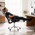 Chaise de bureau ergonomique avec repose-pieds, chaise de bureau en maille avec support lombaire réglable, appui-tête et accoudoirs, pour le bureau