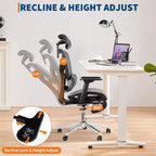 Chaise de bureau ergonomique avec repose-pieds, chaise de bureau en maille avec support lombaire réglable, appui-tête et accoudoirs, pour le bureau