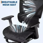 Chaise de bureau ergonomique avec repose-pieds, chaise de bureau en maille avec support lombaire réglable, appui-tête et accoudoirs, pour le bureau