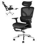 Ergonomic Office Chair with Footrest, Mesh Computer Desk Chair with Adjustable Lumbar Support, Headrest and Armrest, for Office
