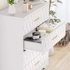Commodes à 4 tiroirs en bois pour chambre à coucher, commode en bois avec poignées dorées, table de chevet moderne, meuble de rangement en bois.