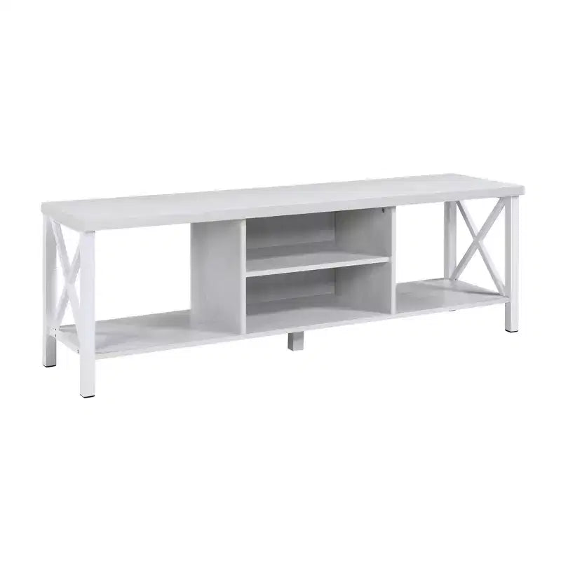 Meuble TV en bois de 58,27" avec 4 étagères de rangement, convient aux TV jusqu'à 65"