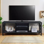 Meuble TV en bois de 58,27" avec 4 étagères de rangement, convient aux TV jusqu'à 65"