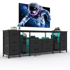 10 Drawer Dresser,TV Stand with Fabric Drawers for 75 70 65 Inch TV, TV Console Table with Open Storage Shelves for Living Room, Bedroom,
