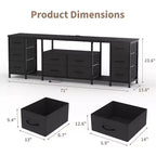 Commode à 10 tiroirs, Meuble TV avec tiroirs en tissu pour téléviseurs de 75, 70, 65 pouces, Console TV avec étagères de rangement ouvertes pour salon, chambre à coucher,