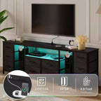 Commode à 10 tiroirs, Meuble TV avec tiroirs en tissu pour téléviseurs de 75, 70, 65 pouces, Console TV avec étagères de rangement ouvertes pour salon, chambre à coucher,