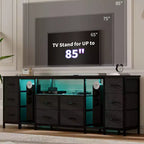 Commode à 10 tiroirs, Meuble TV avec tiroirs en tissu pour téléviseurs de 75, 70, 65 pouces, Console TV avec étagères de rangement ouvertes pour salon, chambre à coucher,