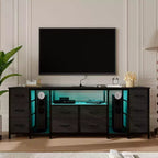 Commode à 10 tiroirs, Meuble TV avec tiroirs en tissu pour téléviseurs de 75, 70, 65 pouces, Console TV avec étagères de rangement ouvertes pour salon, chambre à coucher,