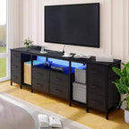 Commode à 10 tiroirs, Meuble TV avec tiroirs en tissu pour téléviseurs de 75, 70, 65 pouces, Console TV avec étagères de rangement ouvertes pour salon, chambre à coucher,