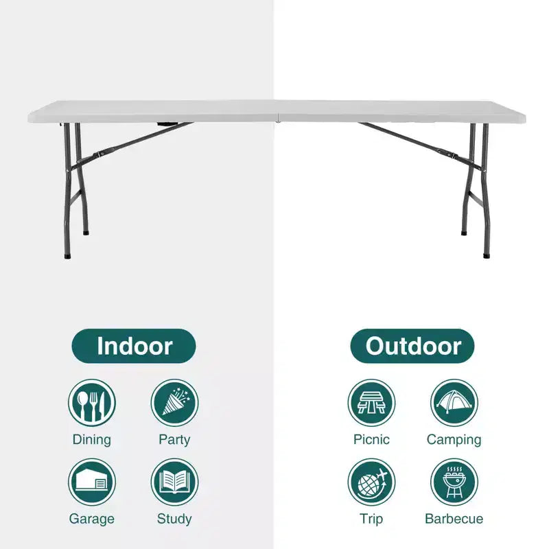 Table pliante portable, robuste avec poignée de transport pour camping, pique-nique et fête