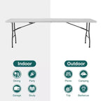 Table pliante portable, robuste avec poignée de transport pour camping, pique-nique et fête