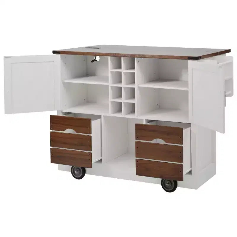 Chariot de cuisine roulant de style campagnard de 54 po avec abattant
