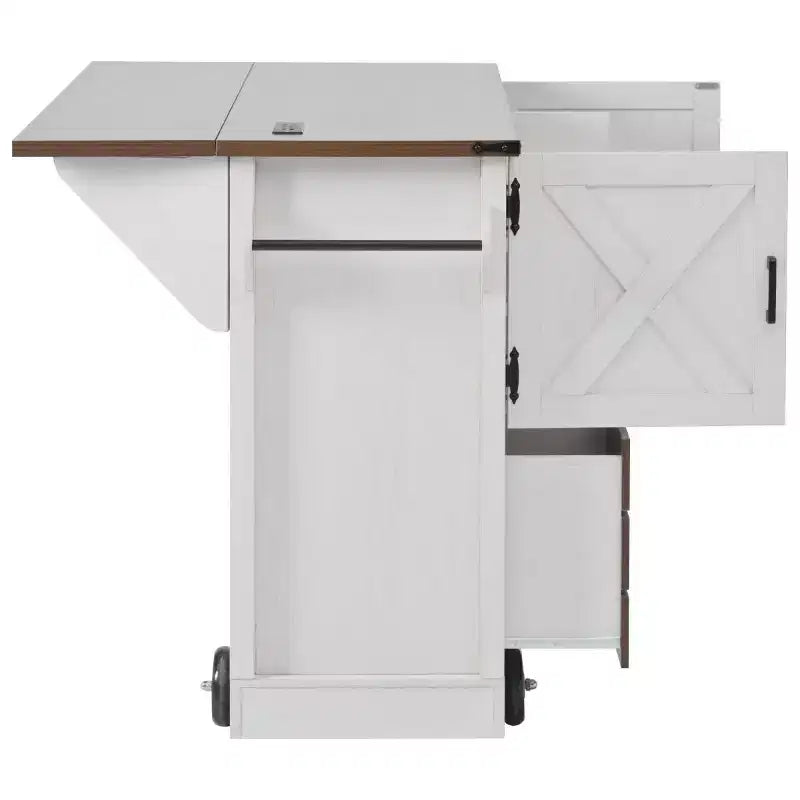 Chariot de cuisine roulant de style campagnard de 54 po avec abattant