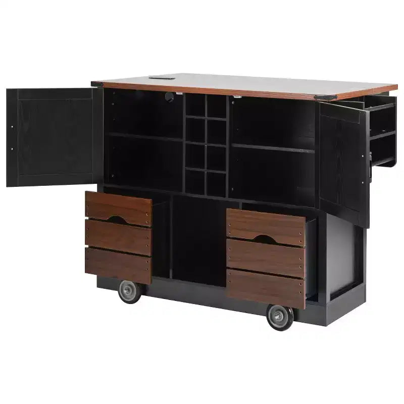 Chariot de cuisine roulant de style campagnard de 54 po avec abattant