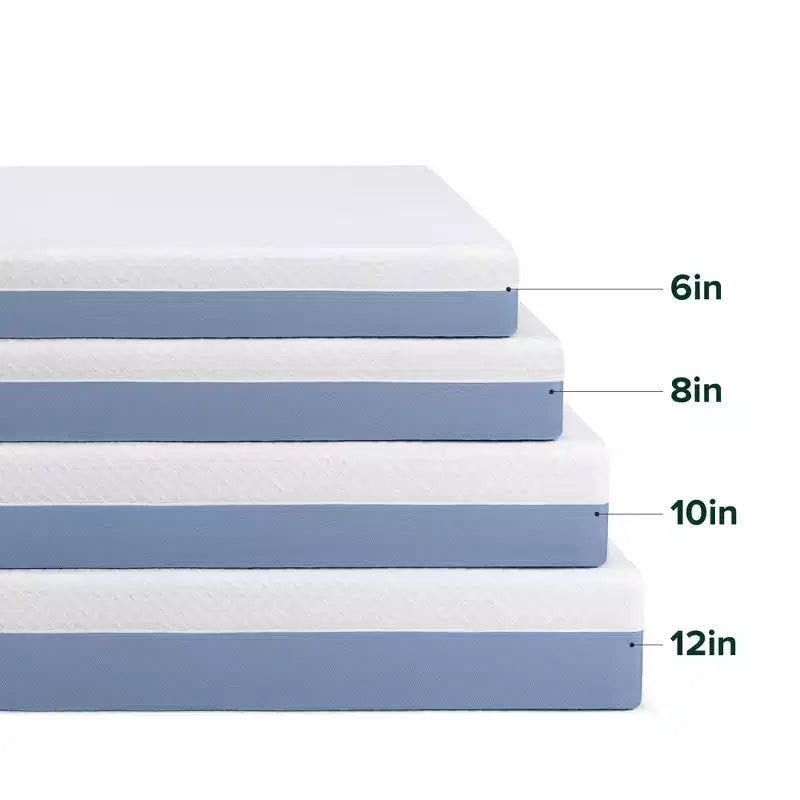 Matelas en mousse à mémoire de forme rafraîchissant Queen 12", sans fibre de verre, sensation moyenne, couches rafraîchissantes respirantes