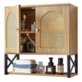 Wall Mounted Bathroom Storage Cabinet with 2 Doors Adjustable Shelf and Open Compartment White