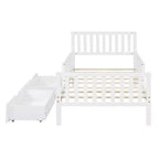 Lit plateforme en bois double avec tête et pied de lit