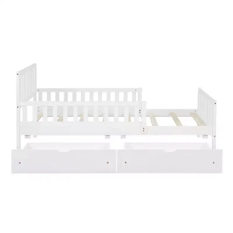 Lit plateforme en bois double avec tête et pied de lit