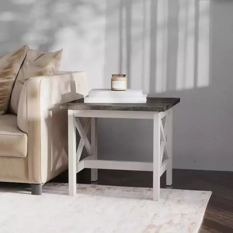 Table d'appoint style ferme en bois massif