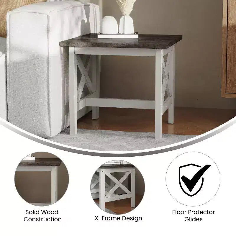 Table d'appoint style ferme en bois massif