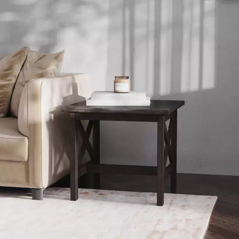 Table d'appoint style ferme en bois massif