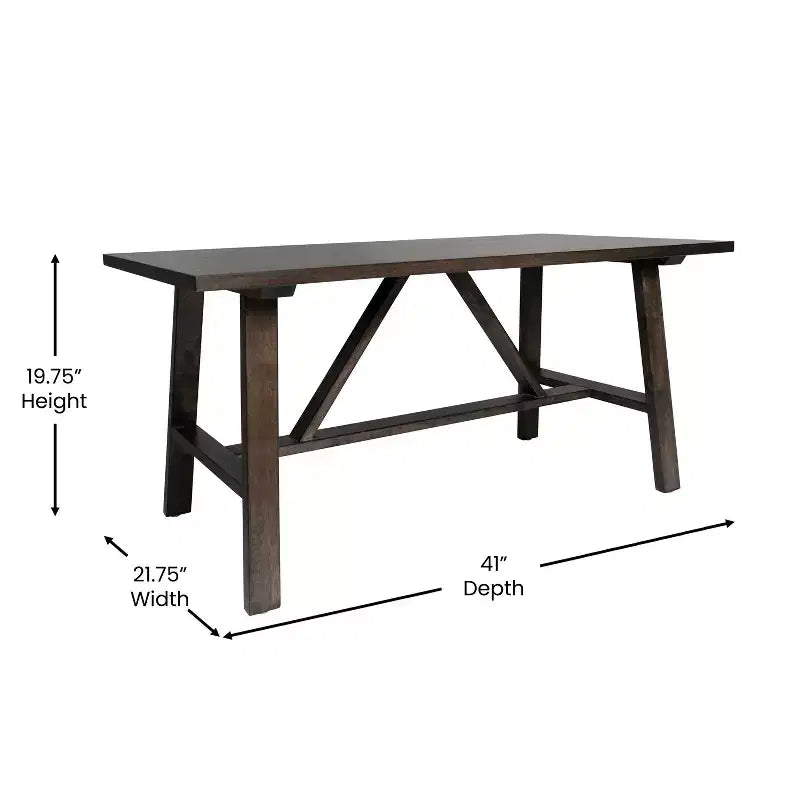 Table basse de ferme en bois massif, table d'appoint style tréteaux
