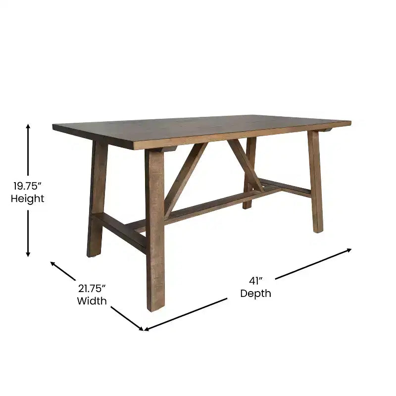 Table basse de ferme en bois massif, table d'appoint style tréteaux