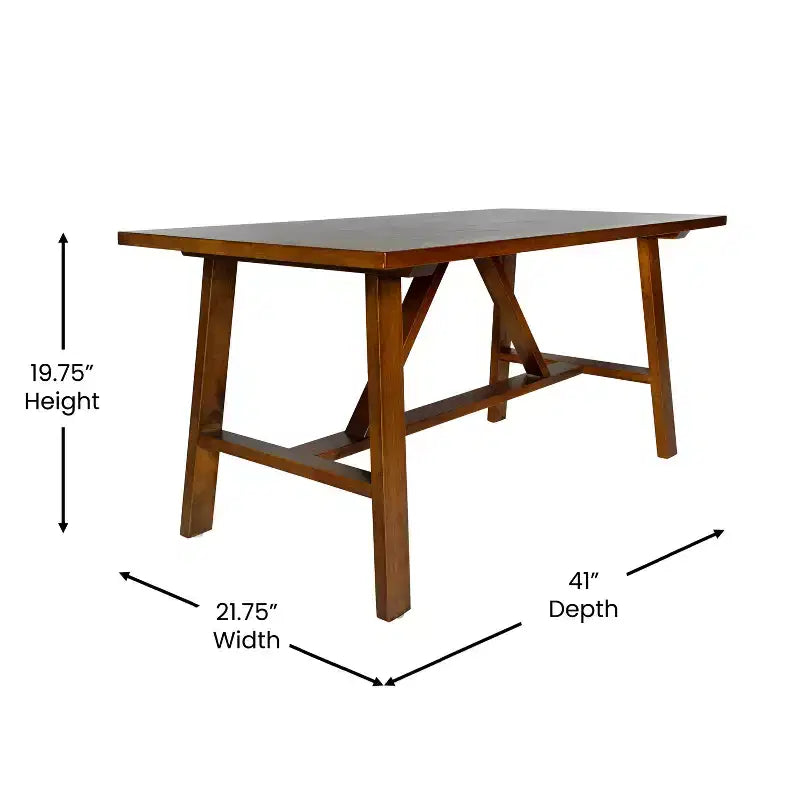Table basse de ferme en bois massif, table d'appoint style tréteaux