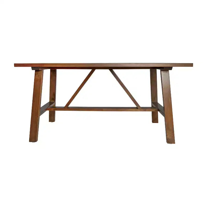 Table basse de ferme en bois massif, table d'appoint style tréteaux