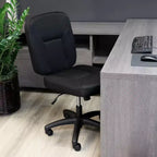 Chaise de bureau mi-hauteur réglable en tissu, noir