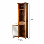 Armoire à linge sur pied avec portes en verre, tiroir et étagères