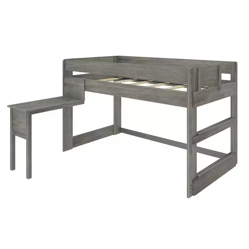 Lit mezzanine en bois massif avec bureau, lit mezzanine superposé simple/double moderne de style ferme pour enfants