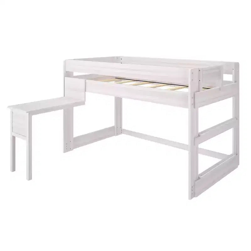 Lit mezzanine en bois massif avec bureau, lit mezzanine superposé simple/double moderne de style ferme pour enfants