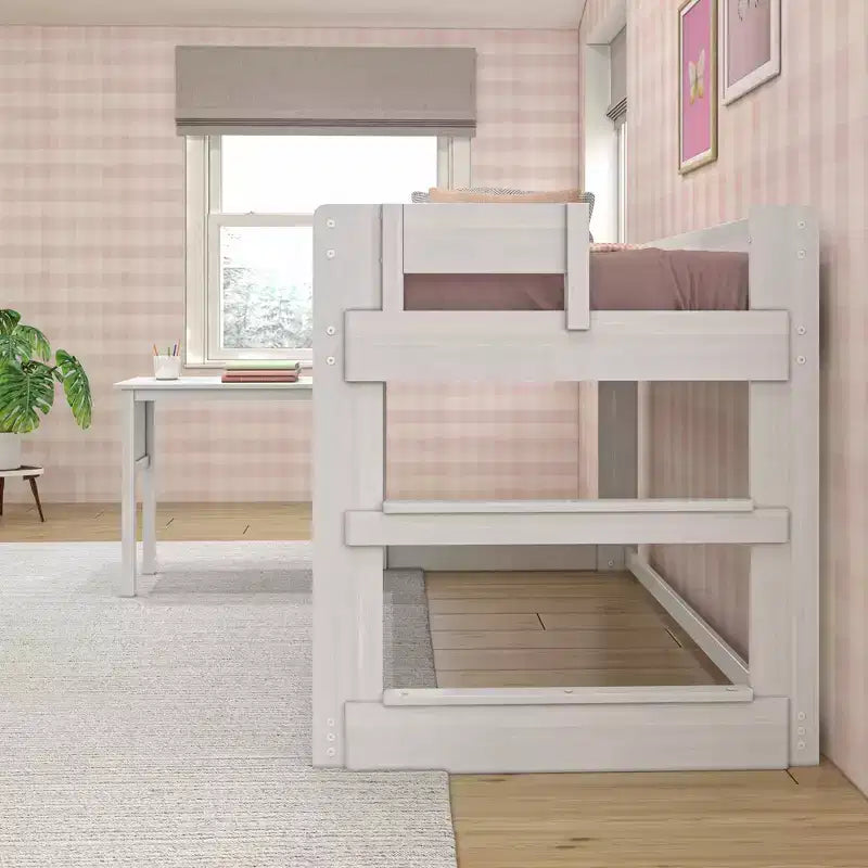 Lit mezzanine en bois massif avec bureau, lit mezzanine superposé simple/double moderne de style ferme pour enfants