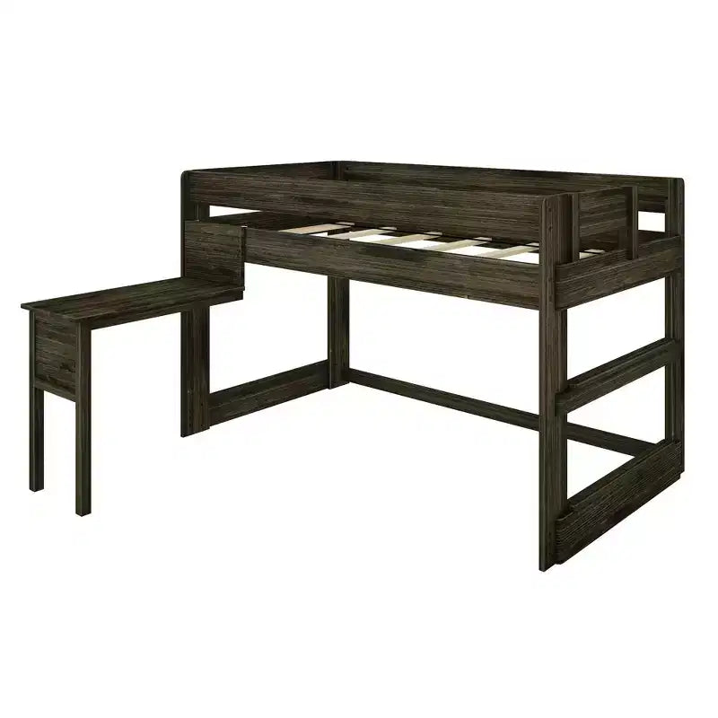 Lit mezzanine en bois massif avec bureau, lit mezzanine superposé simple/double moderne de style ferme pour enfants