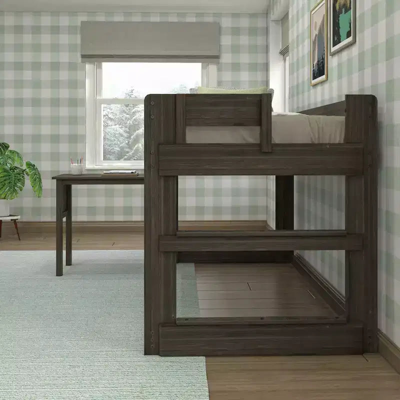 Lit mezzanine en bois massif avec bureau, lit mezzanine superposé simple/double moderne de style ferme pour enfants