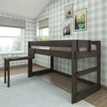 Lit mezzanine en bois massif avec bureau, lit mezzanine superposé simple/double moderne de style ferme pour enfants