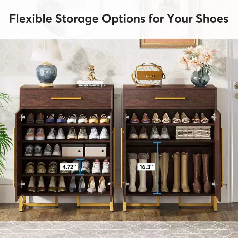 Meuble à chaussures avec portes, étagère à chaussures moderne avec tiroir