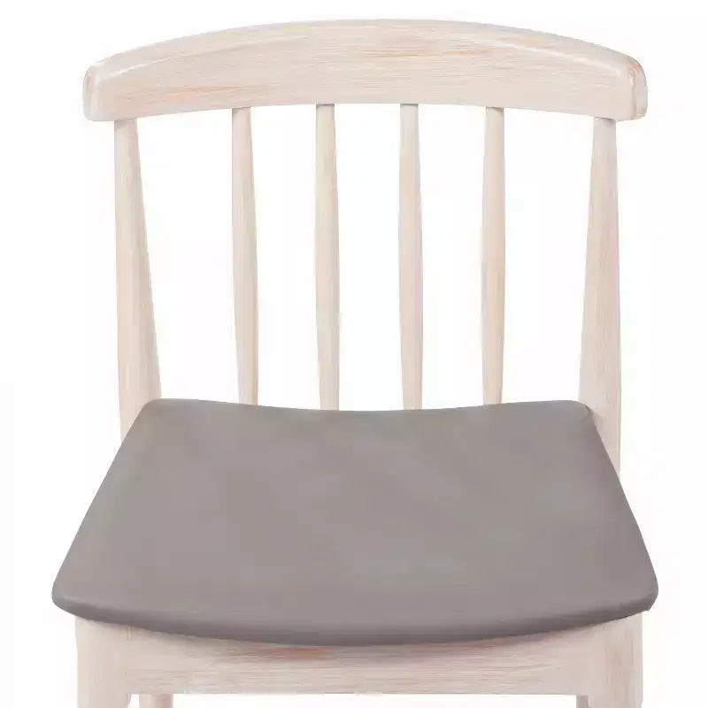 Chaise de salle à manger commerciale en bois massif avec dossier à lattes et siège en vinyle
