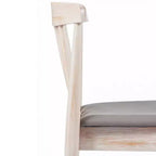 Chaise de salle à manger commerciale en bois massif avec dossier à lattes et siège en vinyle