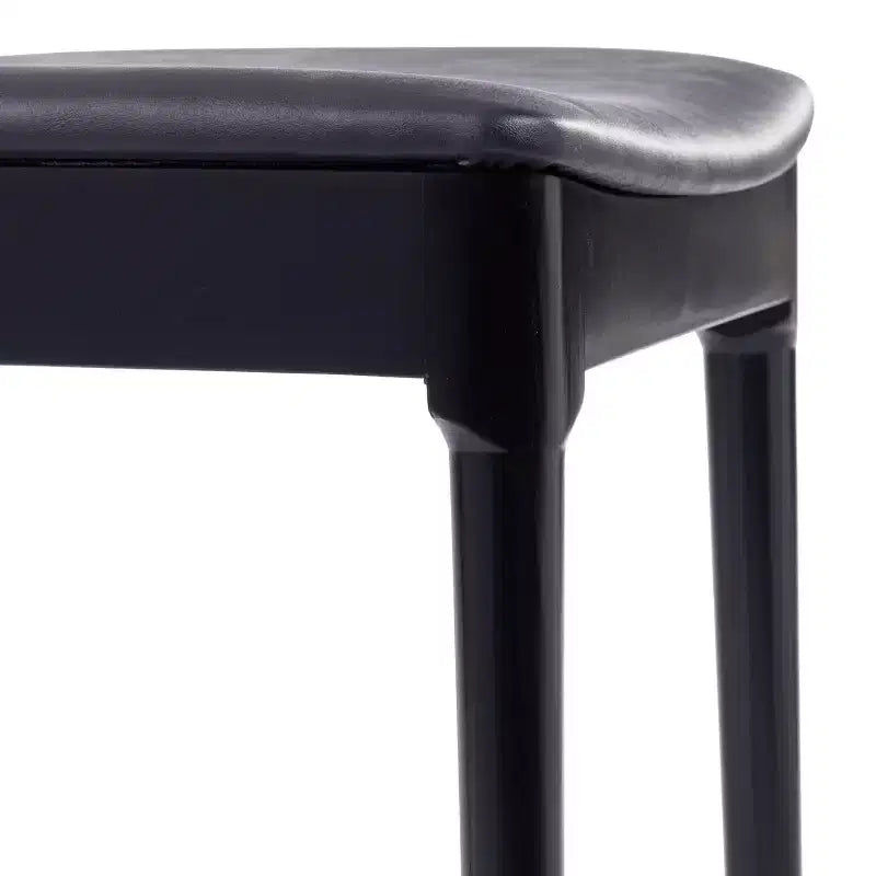 Chaise de salle à manger commerciale en bois massif avec dossier à lattes et siège en vinyle