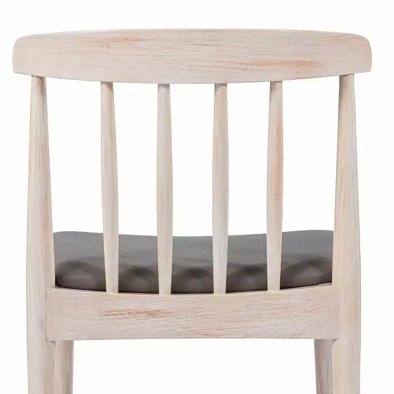Chaise de salle à manger commerciale en bois massif avec dossier à lattes et siège en vinyle