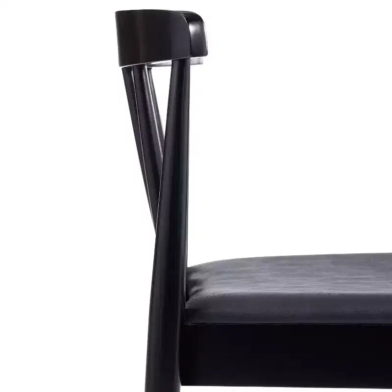 Chaise de salle à manger commerciale en bois massif avec dossier à lattes et siège en vinyle