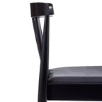 Chaise de salle à manger commerciale en bois massif avec dossier à lattes et siège en vinyle