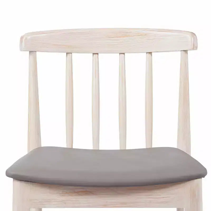 Chaise de salle à manger commerciale en bois massif avec dossier à lattes et siège en vinyle
