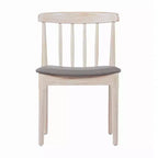 Chaise de salle à manger commerciale en bois massif avec dossier à lattes et siège en vinyle