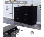 Commode moderne à 6 tiroirs, large commode de chambre en bois MDF avec finition résistante aux rayures, noir